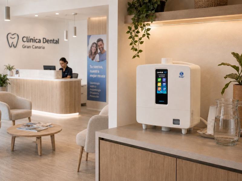 Ionizador de agua en la recepción de una clínica dental